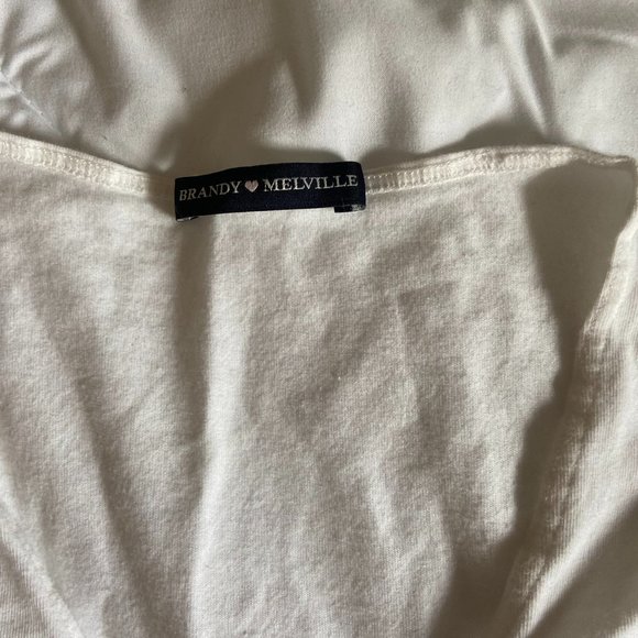 Brandy Melville White Criss-Cross Wrap Crop Top - Picture 2 of 6